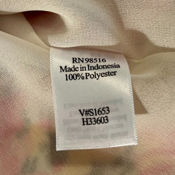 Coldwater Creek Floral Chiffon Blouse Sheer Lined V-Neck Tie Sleeve Spring Sz M - Picture 4 of 16